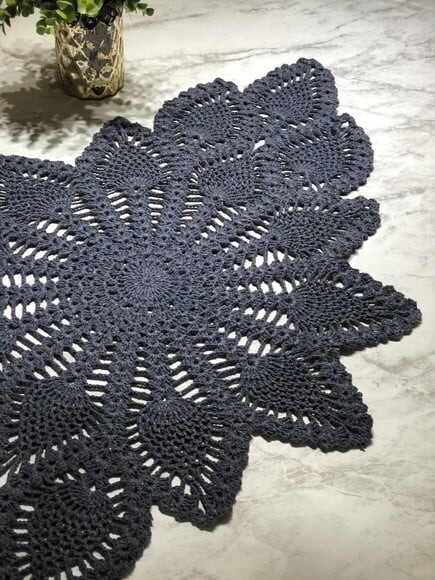 Trilho Mesa Crochê Jeans Abacaxi Caminho Centro Mesa