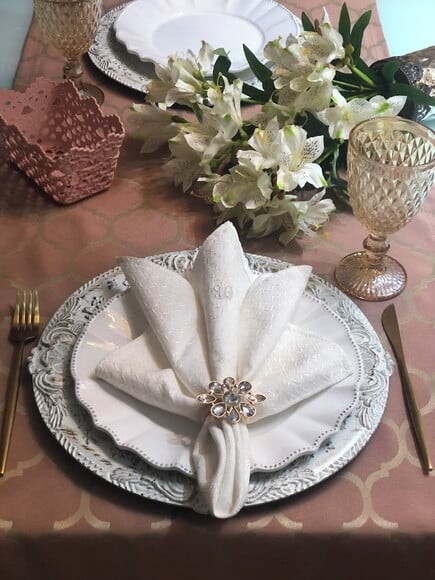 Trilho Mesa Rose Gold Jacquard - Caminho Mesa