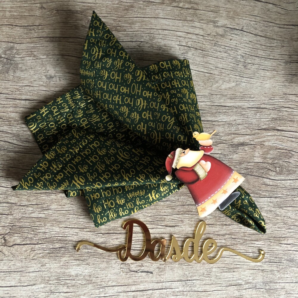Guardanapo Tecido Natal com Dourado Hohoho  - 6 unidades