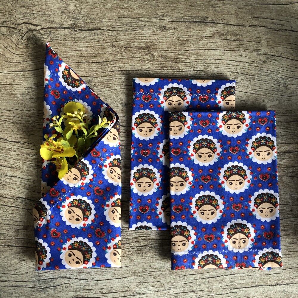 Guardanapo Tecido Natal com Dourado Hohoho  - 6 unidades