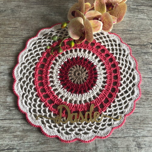 Sousplat Americano Croche Mandala Coral - 2 unidades