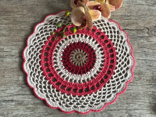Sousplat Americano Croche Mandala Coral - 2 unidades