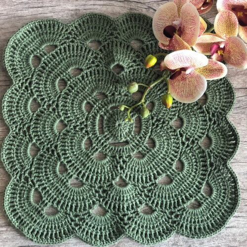 Sousplat Americano Croche Quadrado Verde Militar - Par