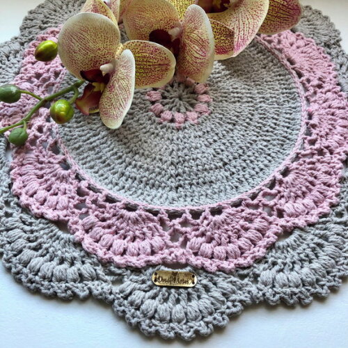 Americano Croche Renda Guipir Cinza & Rosa - *par*