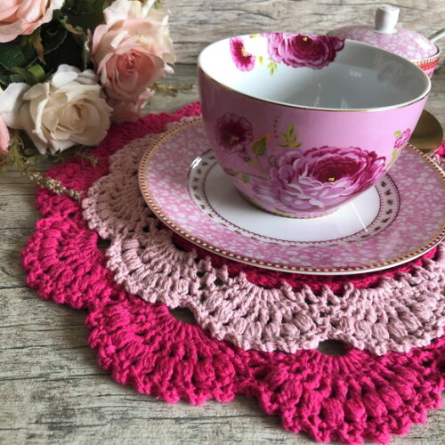 Sousplat Americano Croche Renda Guipir Pink & Rosa - 1 Unid.