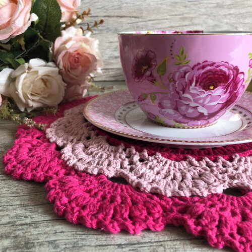 Sousplat Americano Croche Renda Guipir Pink & Rosa - 1 Unid.