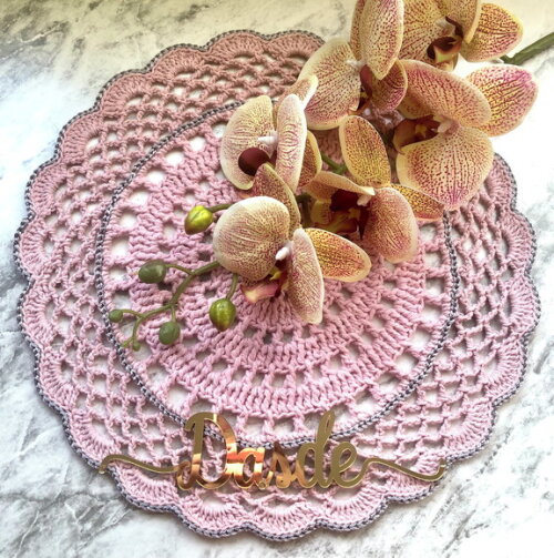 Americano Crochê Renda Rosa Souspalt - Par