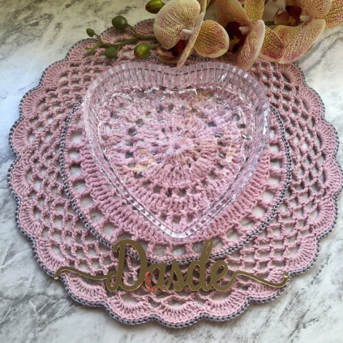 Americano Crochê Renda Rosa Souspalt - Par