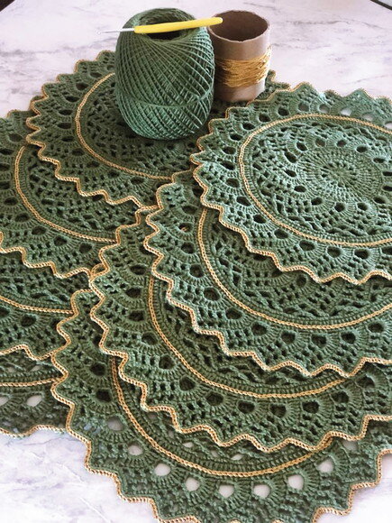 Sousplat Americano Croche Verde Militar