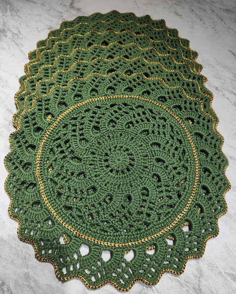 Sousplat Americano Croche Verde Militar