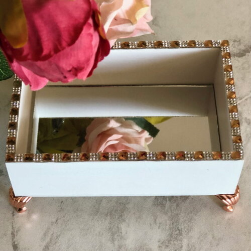 Bandeja Retangular com Espelho & Pés Egipcios Rose Gold