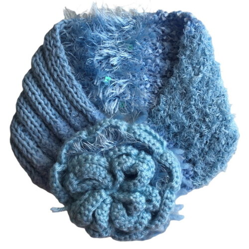 Cachecol Echarpe Gola Azul Claro em Croche