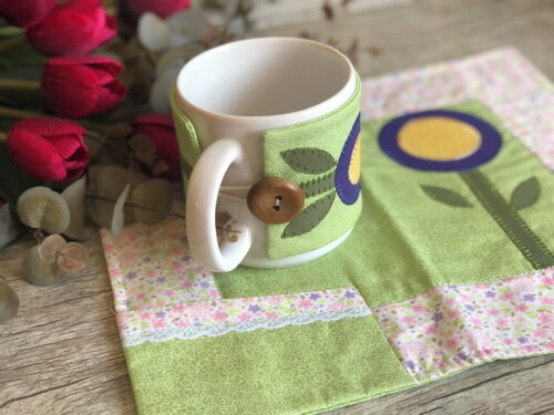 Caneca & Mug Rug & Mug Hug Patchwork - 3 Peças