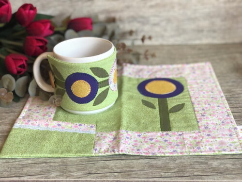 Caneca & Mug Rug & Mug Hug Patchwork - 3 Peças