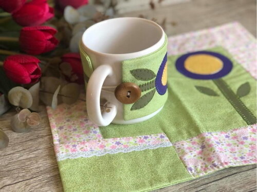 Caneca & Mug Rug & Mug Hug Patchwork - 3 Peças