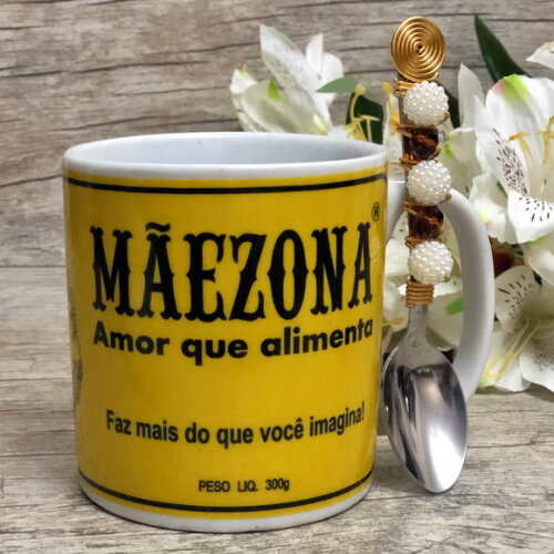 Caneca Mãezona & Colher Bordada Dia das Mães