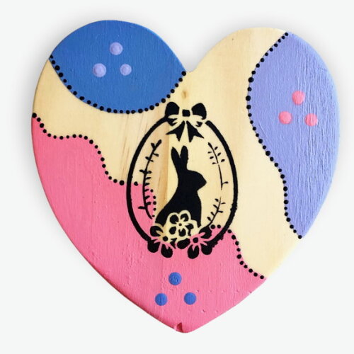 Coaster Coração Feliz Páscoa em Pintura Orgânica