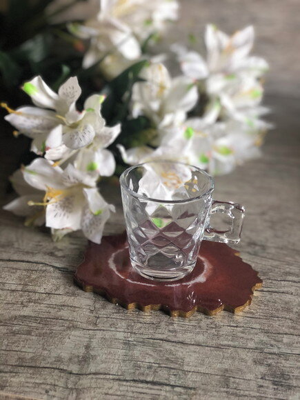 Coaster Geodo Resina Epóxi Telha - Porta Copo - Xícara Café