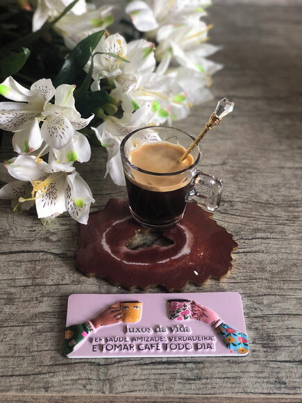 Coaster Geodo Resina Epóxi Telha - Porta Copo - Xícara Café
