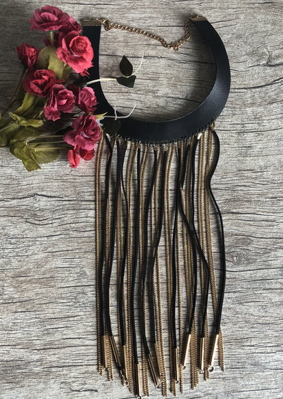 Colar Choker Preto com Correntes