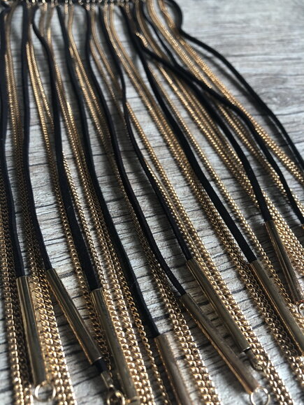 Colar Choker Preto com Correntes
