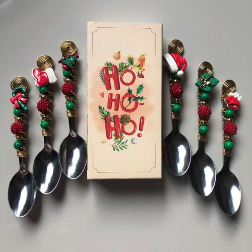 Colher Chá Bordada Ceia Natal - Talheres Bordados - Mod.03