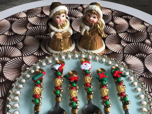 Colher Chá Bordada Ceia Natal - Talheres Bordados - Mod.02