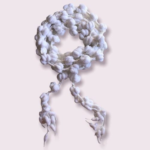 Echarpe Cachecol Maxi Pompom Branco Croche