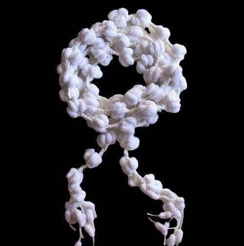 Echarpe Cachecol Maxi Pompom Branco Croche