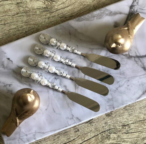 Espátula Bordada Cristal - Patê, Manteiga e Geléia - 4 Pçs