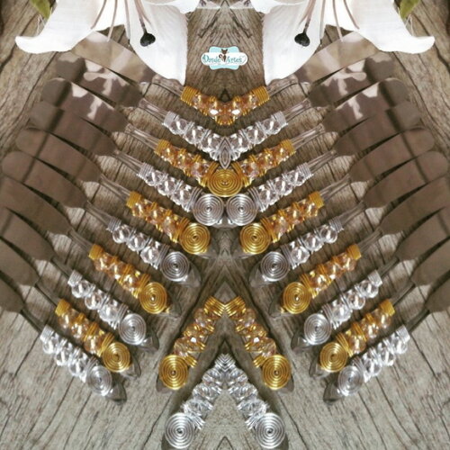 Espátula Bordada Patê Manteiga Cristal Champagnhe - 4 Peças