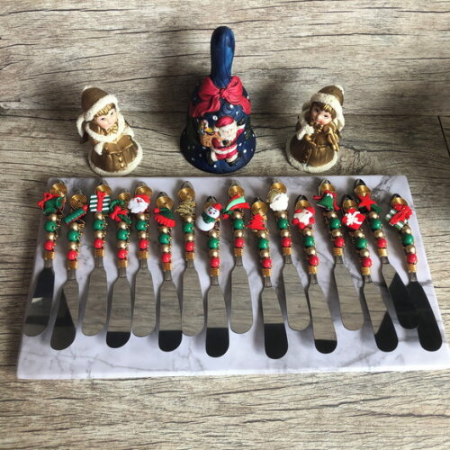 Espátula para Patê ou Manteiga Bordada Natal - 4 Pçs