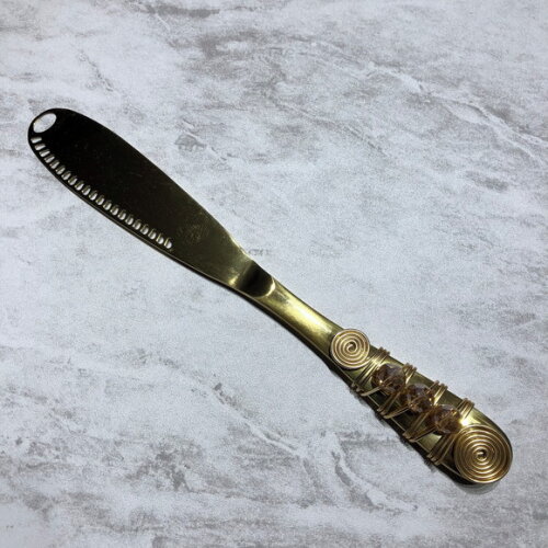 Faca Inox Bordada com Cristais para Manteiga 3 em 1