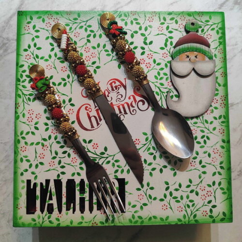 Faqueiro Talheres Mesa Bordado Tema Natal 24 Pçs - Mod.1