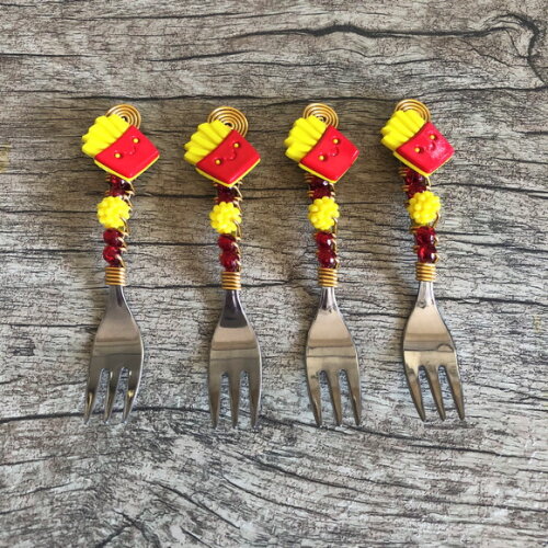 Garfinhos Bordados Batata Frita Petiscos - Talheres Bordados
