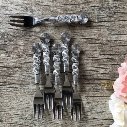 Garfinhos Bordados em Cristal Petiscos - Talheres Bordados