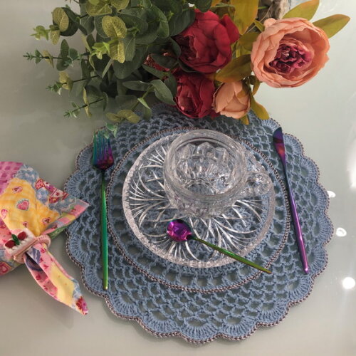 Sousplat Americano Croche Azul Claro - Par