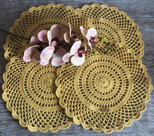 Sousplat Americano Croche Amarelo - Par