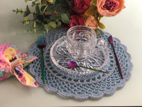 Sousplat Americano Croche Azul Claro - Par