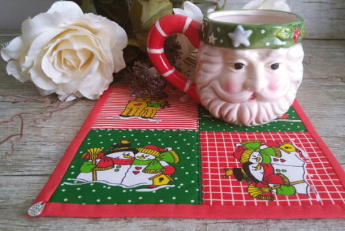 Mug Rug Tapete de Caneca Natal - Papai Noel