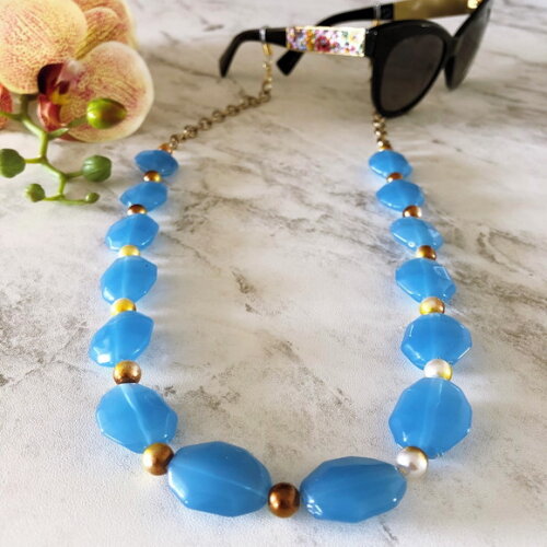 Óculos Cordão Corda Corrente Azul Salva Cordinha - 20