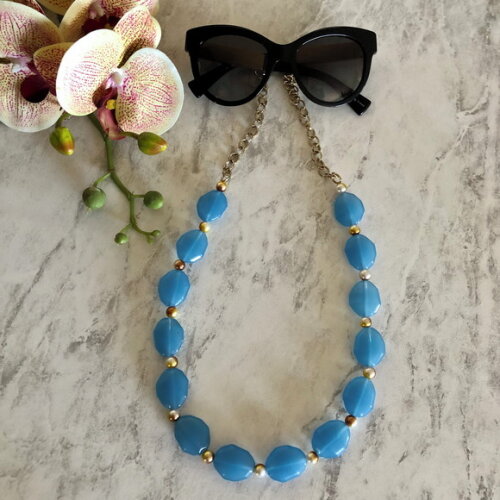 Óculos Cordão Corda Corrente Azul Salva Cordinha - 20