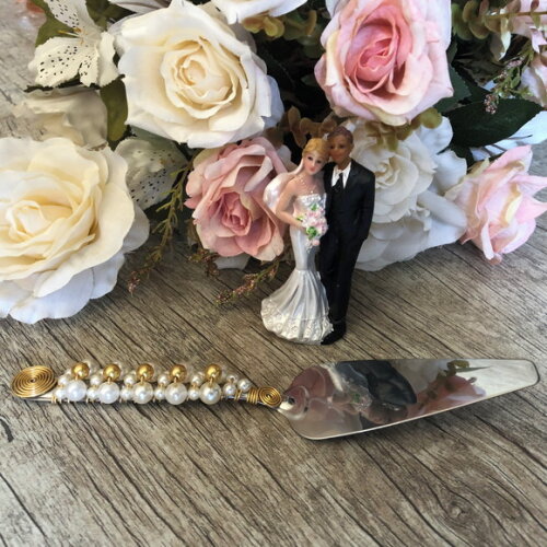 Pá Bordada da Noiva - Espátula de Bolo Casamento