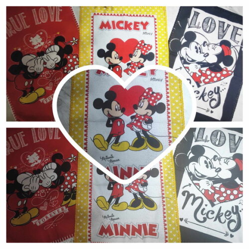 Pano Copa Prato Felpudo Mickey Minnie c Croche - Kit 3 Unid.