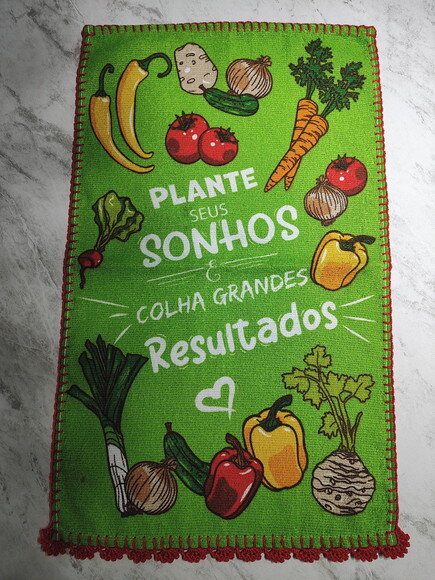 Pano Copa Prato Felpudo Legumes Croche - Kit 3 Unidades