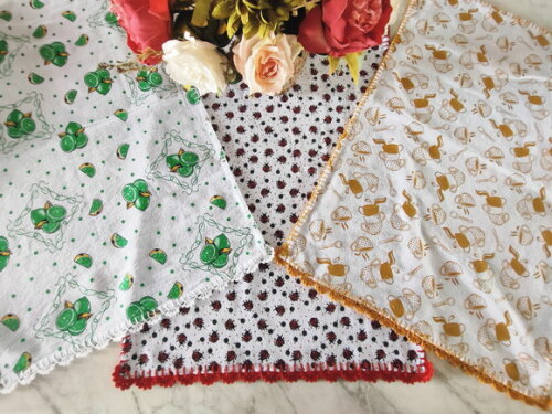 Pano de Prato Algodão Estampado - Kit 3 Unidades