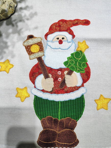 Pano de Prato Papai Noel em Patch Aplique
