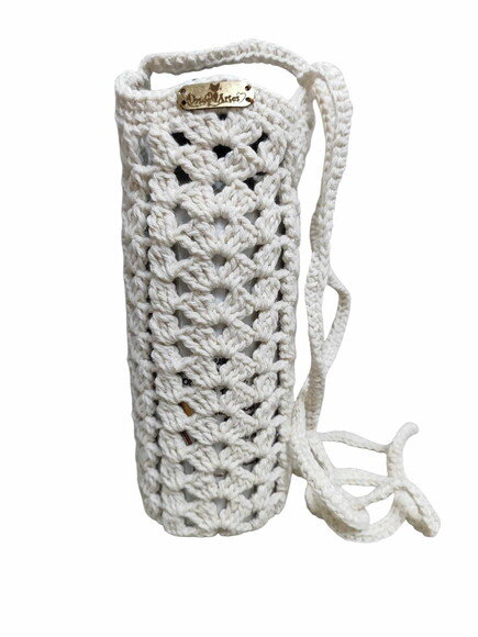 Porta Garrafa Água ou Squeeze em Croche - 500 ml - Boho