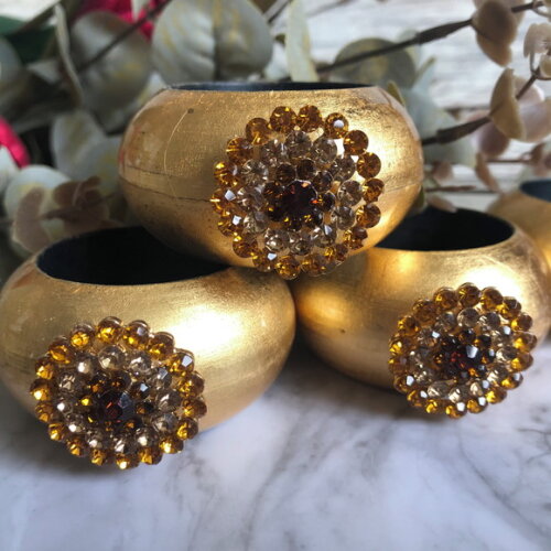 Porta Guardanapo Glamour com Strass - 4 Unid.
