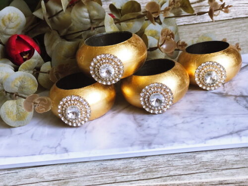Porta Guardanapo Glamour com Strass - 4 Unid.